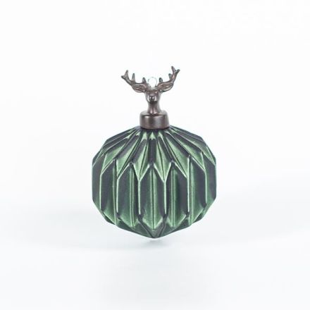 RAISED PORCELAIN BALL WITH REINDEER, GREEN, 8cm, PCS 1