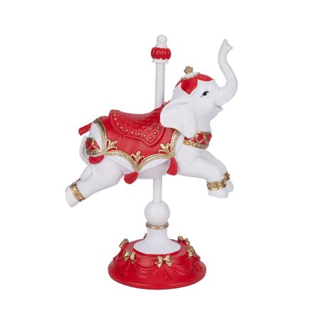 ΕΛΕΦΑΝΤΑΚΟΣ ΤΣΙΡΚΟΥ ΚΑΡΟΥΖΕΛ, ΚΟΚΚΙΝΟ ΛΕΥΚΟ, ΠΟΛΥΡΕΖΙΝ, 15x9x22.7cm