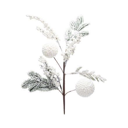 PICK WITH WHITE SNOWY BALLS AND BERRIES