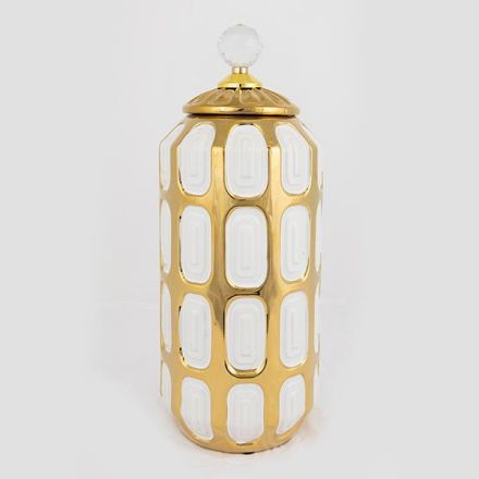 ΒΑΖΟ ΜΕ ΚΑΠΑΚΙ ΚΕΡΑΜΙΚΟ ΧΡΥΣΟ - ΛΕΥΚΟ 15x15x32.5cm