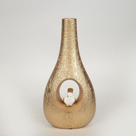 VASE POLYRESIN GOLD - WHITE 15.8x8.9x32.5cm