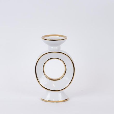 ΚΗΡΟΠΗΓΙΟ ΚΕΡΑΜΙΚΟ ΛΕΥΚΟ-ΧΡΥΣΟ 15.3x10x25.5cm