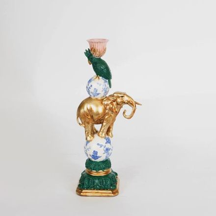 ΚΗΡΟΠΗΓΙΟ ΕΛΕΦΑΝΤΑΣ ΠΟΛΥΡΕΖΙΝ ΠΡΑΣΙΝΟ - ΧΡΥΣΟ 12x9x30.5cm