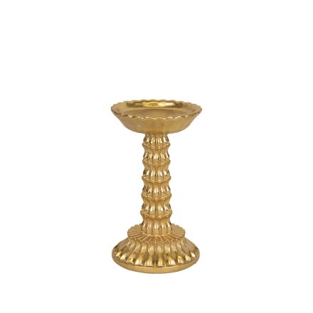 CANDLE HOLDER POLYRESIN GOLD 10.5x10.7x18cm