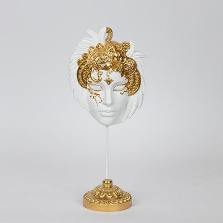 ΔΙΑΚΟΣΜΗΤΙΚΟ ΜΑΣΚΑ ΠΟΛΥΡΕΣΙΝ ΑΣΠΡΟ-ΧΡΥΣΟ 12.7x7.8x28.5cm