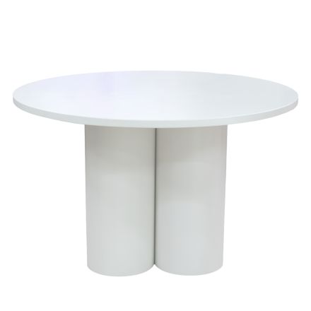 ΤΡΑΠΕΖΙ ΣΑΛΟΝΙΟΥ ΞΥΛΙΝΗ ΕΠΙΦΑΝΕΙΑ ΜΕΤΑΛΛΙΚΗ ΒΑΣΗ ΛΕΥΚΟ 120x120x75cm