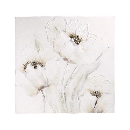 CANVAS FLOWERS WHITE-BROWN 80x3x80cm