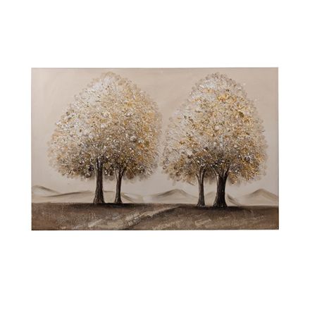 ΠΙΝΑΚΑΣ ΚΑΜΒΑΣ 4 ΔΕΝΤΡΑ ΚΑΦΕ-ΑΣΠΡΟ-ΠΟΡΤΟΚΑΛΙ 60x3x90cm