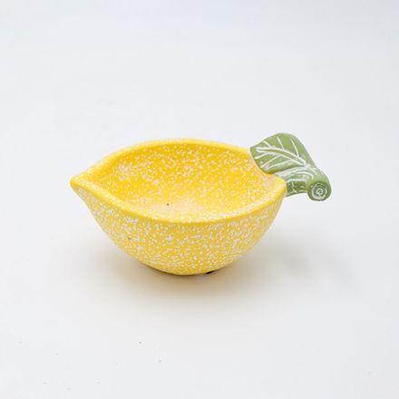 DECORATION BOWL LEMON CEMENT YELLOW 15.5x11.5x7.5cm