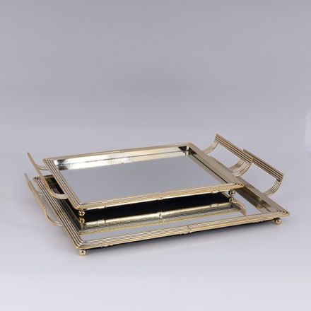 S/2 ΔΙΣΚΟΙ ΜΕΤΑΛΛΙΚΟΙ ΜΕ ΚΑΘΡΕΦΤΗ ΧΡΥΣΟΙ 46x28cm / 40x22cm