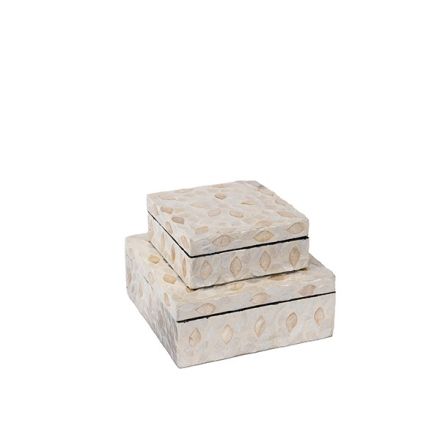 S/2 ΔΙΑΚΟΣΜΗΤΙΚΟ ΚΟΥΤΙ ΦΙΛΝΤΙΣΙ ΜΠΕΖ - ΙΡΙΔΙΖΟΝ ΛΕΥΚΟ 20x20x8cm / 15x15x6cm