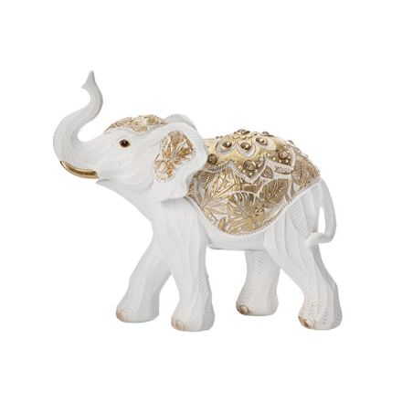 ΕLEPHANT WHITE-GOLD 18x8x16.5cm