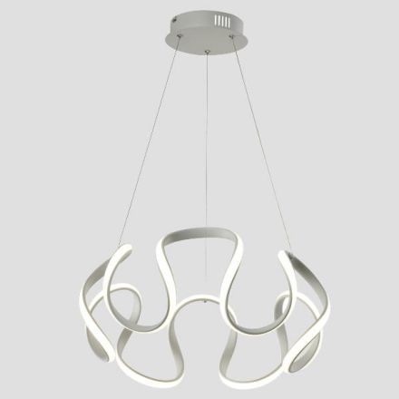 PENDANT LIGHT ALUMINUM ROUND LED 60W 3200Lm 3CCT(3000-4000-6000K) Ø520X1200mm 100-277V WHITE ARTE ILLUMINA LOOP
