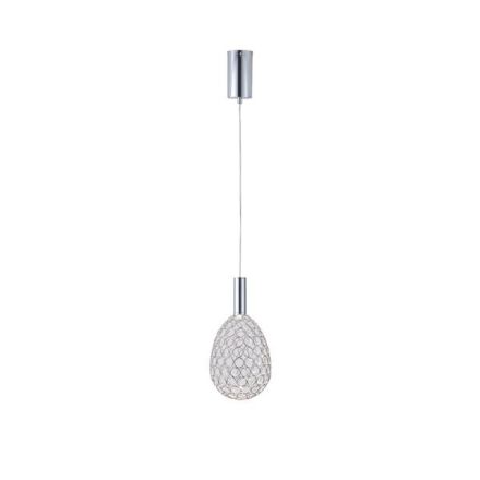 PENDANT LIGHT METAL OVAL SINGLE LIGHT LED 6.3W 648Lm 3000K Ø140X1588mm SILVER ARTE ILLUMINA PERFORATO