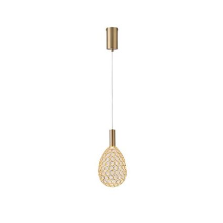 PENDANT LIGHT METAL OVAL SINGLE LIGHT LED 6.3W 648Lm 3000K Ø140X1588mm GOLD ARTE ILLUMINA PERFORATO