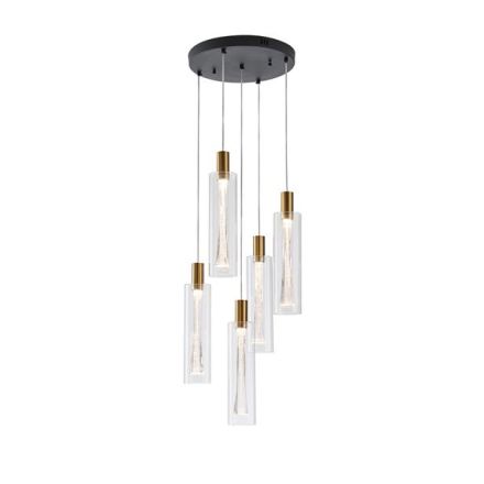ΦΩΤΙΣΤΙΚΟ ΚΡΕΜΑΣΤΟ ΓΥΑΛΙ 5ΦΩΤΟ LED 38W 4400Lm 3000K Φ350x1930mm ΔΙΑΦΑΝΕΣ ARTE ILLUMINA VIAL