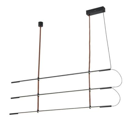 PENDANT LIGHT METAL-LEATHER LED 75W 5250Lm 3000K 1400X60X1200mm BLACK ARTE ILLUMINA LINEA