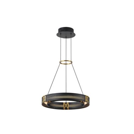 PENDANT LIGHT ALUMINUM-METAL-ACRYLIC ROUND LED 24W 1680Lm 3000K Ø420X1250mm BLACK-GOLD ARTE ILLUMINA LUIS