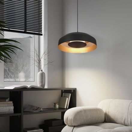 PENDANT LIGHT METAL-ACRYLIC ROUND LED 20W 1482Lm 3000K Ø400mm BLACK-GOLD ARTE ILLUMINA STIGMA