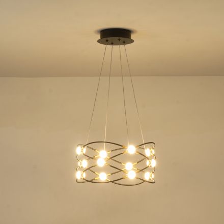 ΦΩΤΙΣΤΙΚΟ ΚΡΕΜΑΣΤΟ ΟΒΑΛ LED 35W 2100Lm 3000K Φ40XH21mm ΜΑΥΡΟ-ΧΡΥΣΟ ARTE ILLUMINA MESH