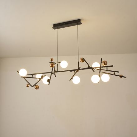 ΦΩΤΙΣΤΙΚΟ ΚΡΕΜΑΣΤΟ ΓΡΑΜΜΙΚΟ 40W 2400Lm 3000K 120X40XH150 ΜΑΥΡΟ-ΧΡΥΣΟ ARTE ILLUMINA NEBULA