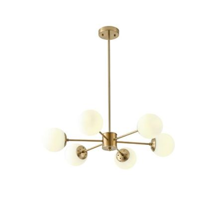 PENDANT LIGHT METAL-GLASS 6LIGHT 6XΕ27 MAX 6X15W Ø720X730mm WHITE-BRONZE ARTE ILLUMINA ORBA