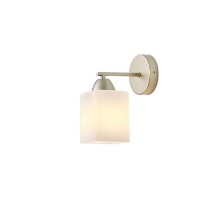 WALL LAMP METAL-GLASS SINGLE LIGHT 1ΧE27 MAX 15W 180X100X210mm GOLD SAMPAGNE ARTE ILLUMINA MADISSON