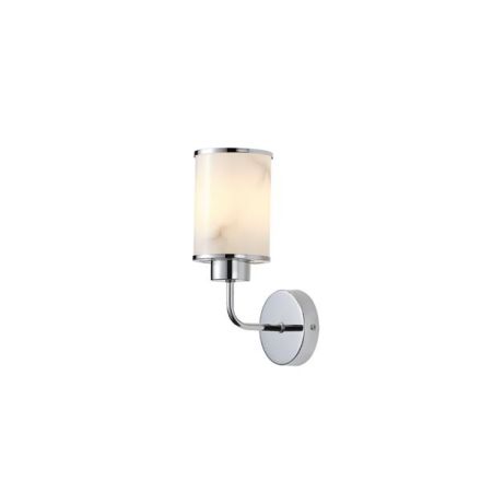 WALL LAMP METAL-GLASS SINGLE LIGHT 1ΧE27 MAX15W Ø160XØ100X270mm SILVER ARTE ILLUMINA MARBELINE
