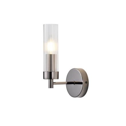 WALL LAMP METAL-GLASS SINGLE LIGHT 1XE14 MAX 8W 155X100X245mm BLACK CHROME ARTE ILLUMINA VINY