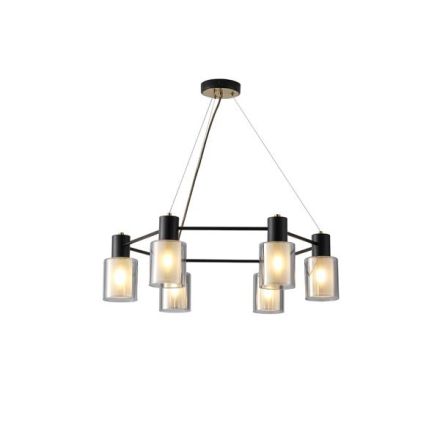 PENDANT LIGHT METAL-GLASS 6LIGHT 6XE14 MAX 8W Ø700X600mm BLACK-BRONZE ARTE ILLUMINA SILENCE