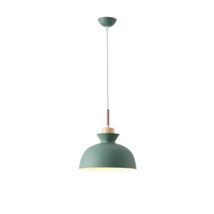 PENDANT LIGHT METAL-WOOD SINGLE LIGHT 1XE27 MAX 15W Ø280X1234mm GREEN-WHITE-WOOD ARTE ILLUMINA DIGNITY