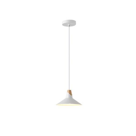 PENDANT LIGHT METAL-WOOD SINGLE LIGHT 1XE27 MAX 15W Ø180X1140mm WHITE-WOOD ARTE ILLUMINA CHROMA