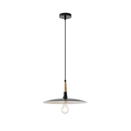 PENDANT LIGHT METAL-WOOD SINGLE LIGHT 1XE27 MAX 15W Ø350X1250mm BLACK-WOOD ARTE ILLUMINA ESSENTIAL