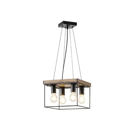 ΦΩΤΙΣΤΙΚΟ ΚΡΕΜΑΣΤΟ ΞΥΛΟ-ΜΕΤΑΛΛO 4ΦΩΤΟ 4XΕ27 Max 15W 300X300X1230mm ΜΑΥΡΟ-ΚΑΦΕ ARTE ILLUMINA MULTIPLA