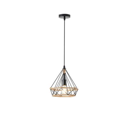 PENDANT LIGHT ROPE-METAL SINGLE LIGHT Ε27 MAX 15W Ø250X1320mm BLACK-KHAKI ARTE ILLUMINA FLARE