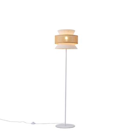 FLOOR LAMP METAL-FABRIC 1XE27 MAX 15W Ø350X1450mm CREAM-ΜΑΤ WHITE ARTE ILLUMINA ISLA