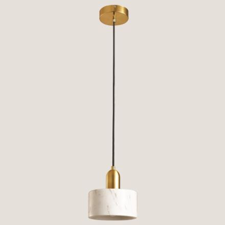 PENDANT LIGHT METAL-MARBLE SINGLE LIGHT 1XΕ27 MAX 15W Ø150X1680mm GOLD-WHITE ARTE ILLUMINA MARBLE