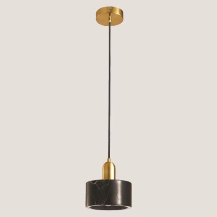 PENDANT LIGHT METAL-MARBLE SINGLE LIGHT 1XΕ27 MAX 15W Ø150X1680mm GOLD-BLACK ARTE ILLUMINA MARBLE