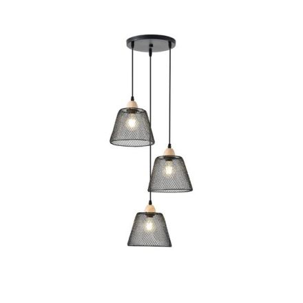 PENDANT LIGHT METAL 3LIGHT 3XE27 MAX 15W Ø370X1260mm ROSETTE BLACK ARTE ILLUMINA NET