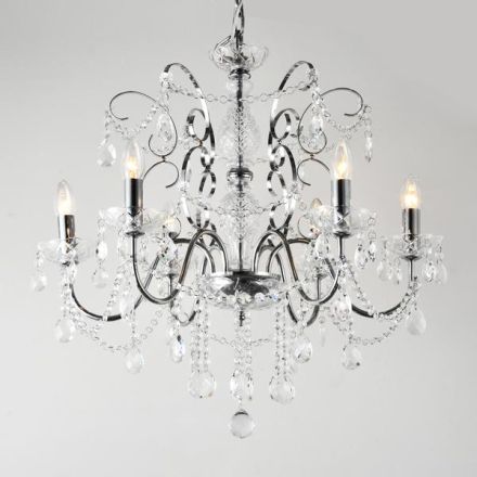 PENDANT LIGHT METAL-CRYSTAL 6LIGHT 6XE14 MAX 8W 650X1560mm SILVER ARTE ILLUMINA HEIR