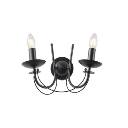 ΑΠΛΙΚΑ TOIXOY ΜΕΤΑΛΛΟ 2ΦΩΤΗ 2XE14 ΜΑΧ 8W 320X245X190mm ΜΑΥΡO ARTE ILLUMINA VAULT