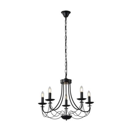 PENDANT LIGHT METAL 5LIGHT 5XE14 ΜΑΧ 8W 600X940mm BLACK ARTE ILLUMINA VAULT