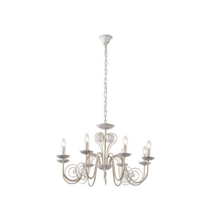 PENDANT LIGHT METAL-GLASS 8LIGHT 8XE14 ΜΑΧ 8W Ø750X1150mm WHITE-GOLD ARTE ILLUMINA DUKE