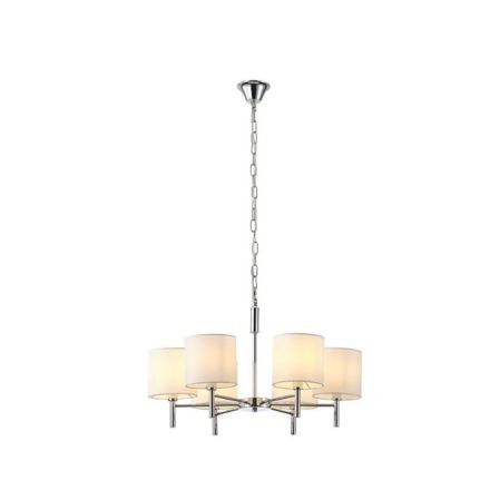 PENDANT LIGHT METAL-FABRIC 6LIGHT 6XE14 ΜΑΧ 8W Ø660X1100mm SILVER ARTE ILLUMINA COURT
