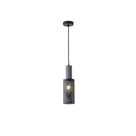 PENDANT LIGHT CONCRETE-METAL SINGLE LIGHT 1XΕ27 MAX 15W Ø100X1840mm BLACK ARTE ILLUMINA SCOURO