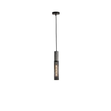 PENDANT LIGHT CONCRETE-METAL SINGLE LIGHT 1XΕ27 MAX 15W Ø65X1880mm BLACK ARTE ILLUMINA SCOURO