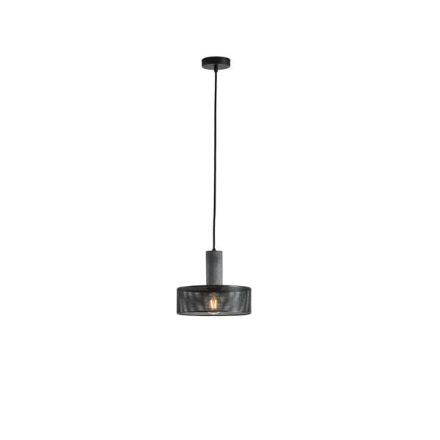 PENDANT LIGHT CONCRETE-METAL SINGLE LIGHT 1XΕ27 MAX 15W Ø255X1700mm BLACK ARTE ILLUMINA SCOURO