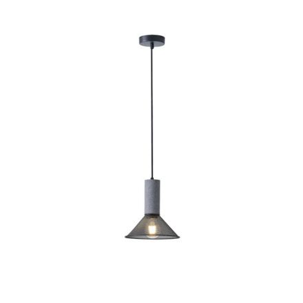 PENDANT LIGHT CONCRETE-METAL SINGLE LIGHT 1XΕ27 MAX 15W Ø210X1720mm BLACK ARTE ILLUMINA SCOURO