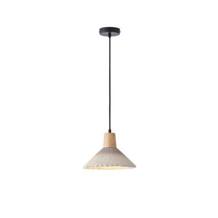PENDANT LIGHT RUBBER WOOD-CONCRETE SINGLE LIGHT 1XΕ27 MAX 15W Ø250X1680mm KHAKI ARTE ILLUMINA GESSO
