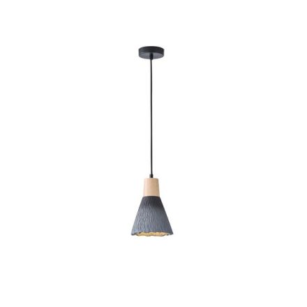 PENDANT LIGHT RUBBER WOOD-CONCRETE SINGLE LIGHT 1XΕ27 MAX 15W Ø160X1720mm BLACK ARTE ILLUMINA GESSO